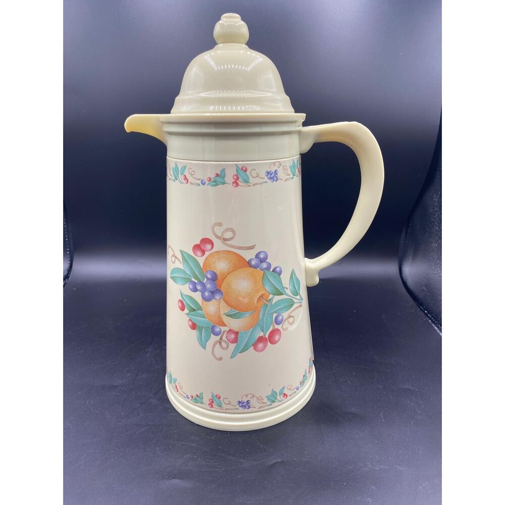 Vtg 1980s Corningware insulated carafe "Abundance" pattern autumn fruits pitcher - Picture 4 of 8